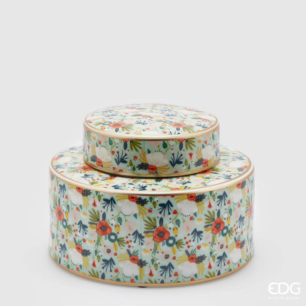 EDG Enzo De Gasperi Vaso Ching Rotondo con Coperchio H16 cm Aqua