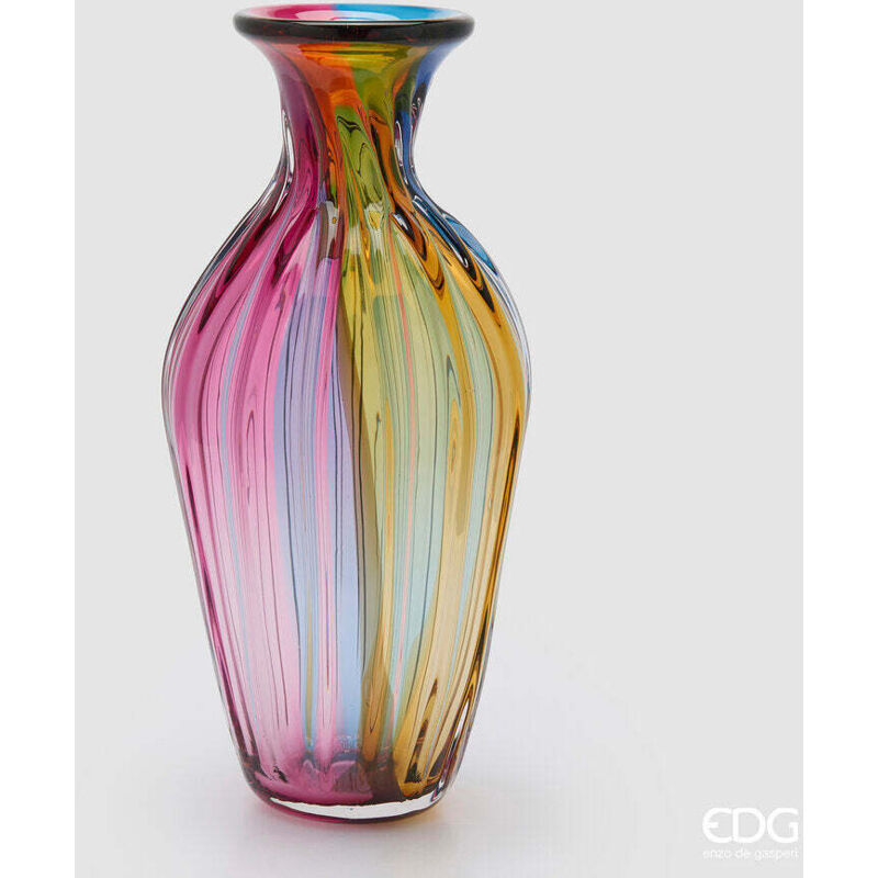 EDG Enzo De Gasperi Vaso Rainbow Anfora Vetro H 49 Cm D 24 Cm Multicolor