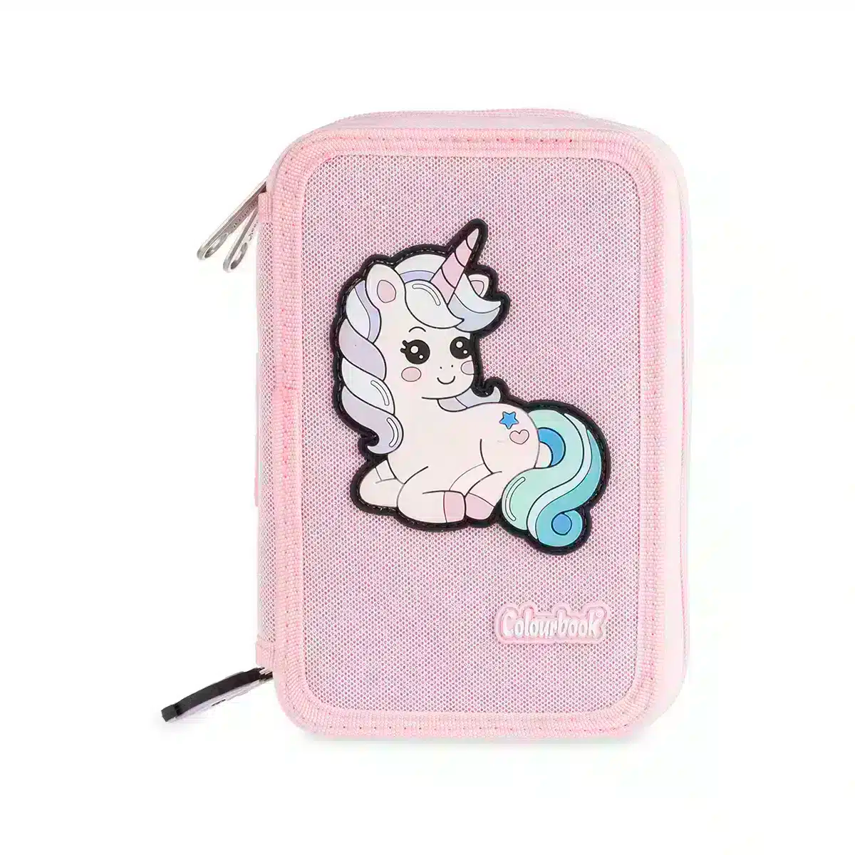 Astuccio 3 zip Unicorn Rosa Colourbook completo