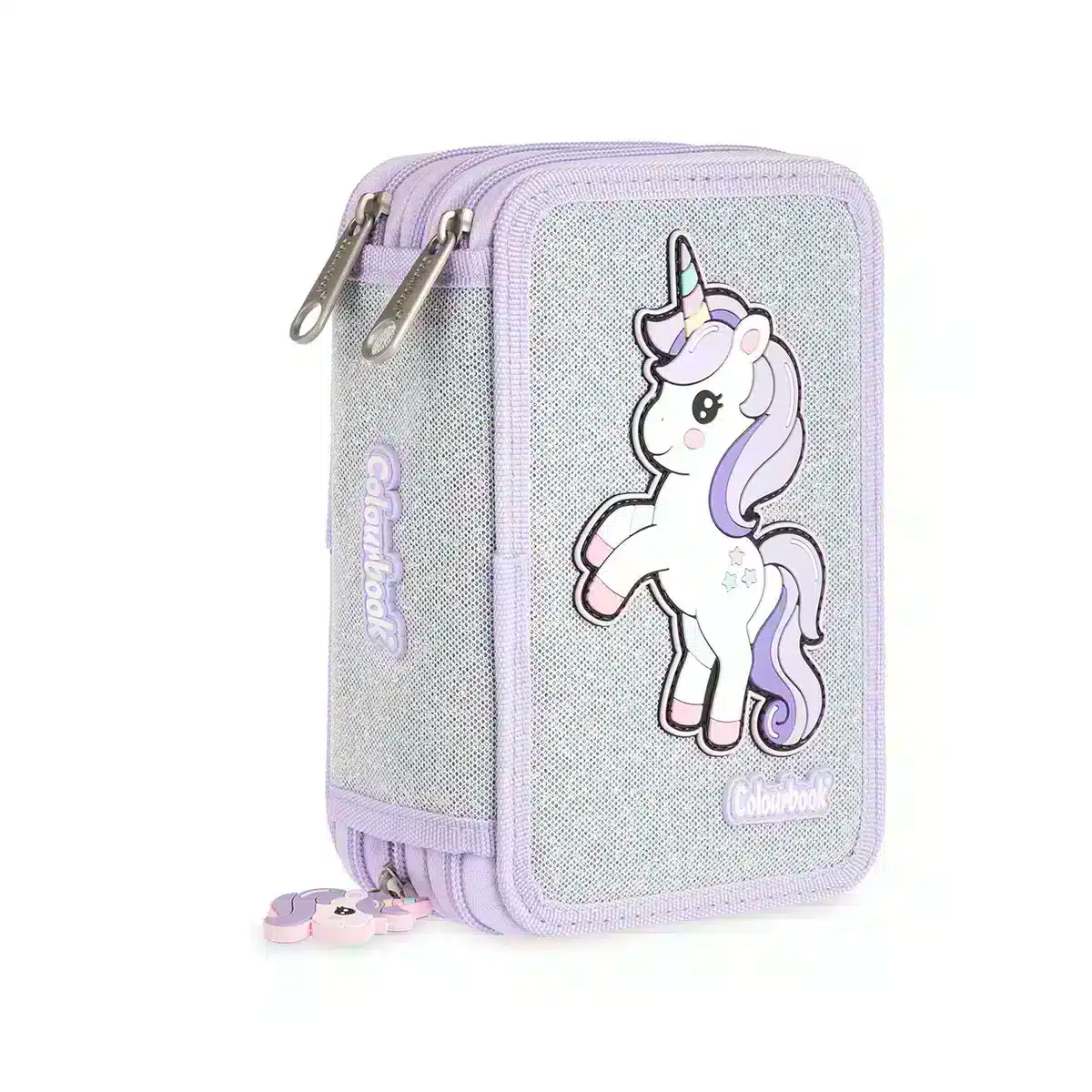 Astuccio 3 zip Unicorn Viola Colourbook Completo