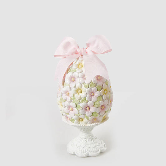 EDG Enzo De Gasperi Decorazione Uovo di Pasqua Fiocco Rosa 20x10cm Poliresina