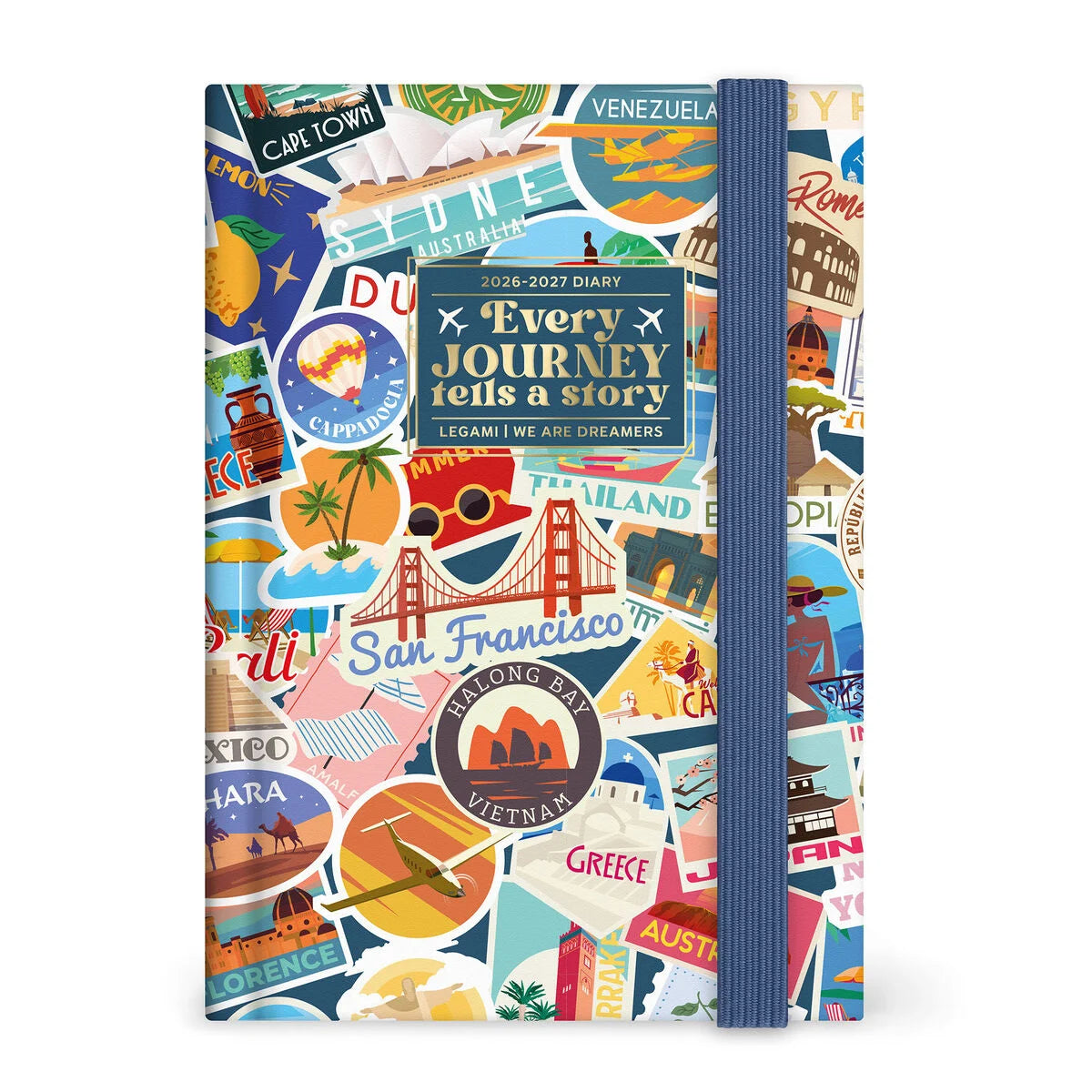Agenda 2026/2027 Giornaliera Fotografica 16 Mesi - Travel Stickers - Small