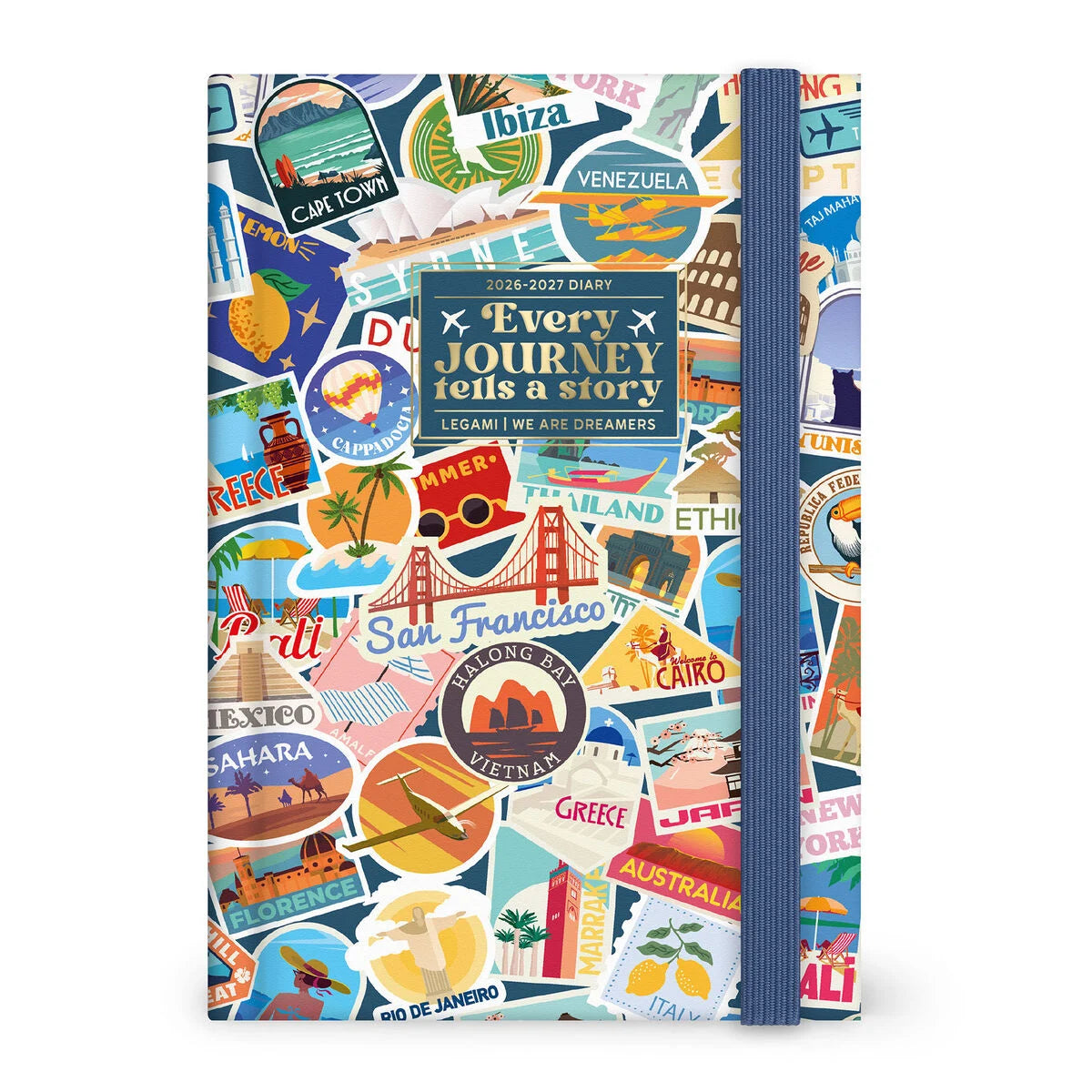 Agenda 2026/2027 Giornaliera Fotografica 16 Mesi - Travel Stickers - Medium