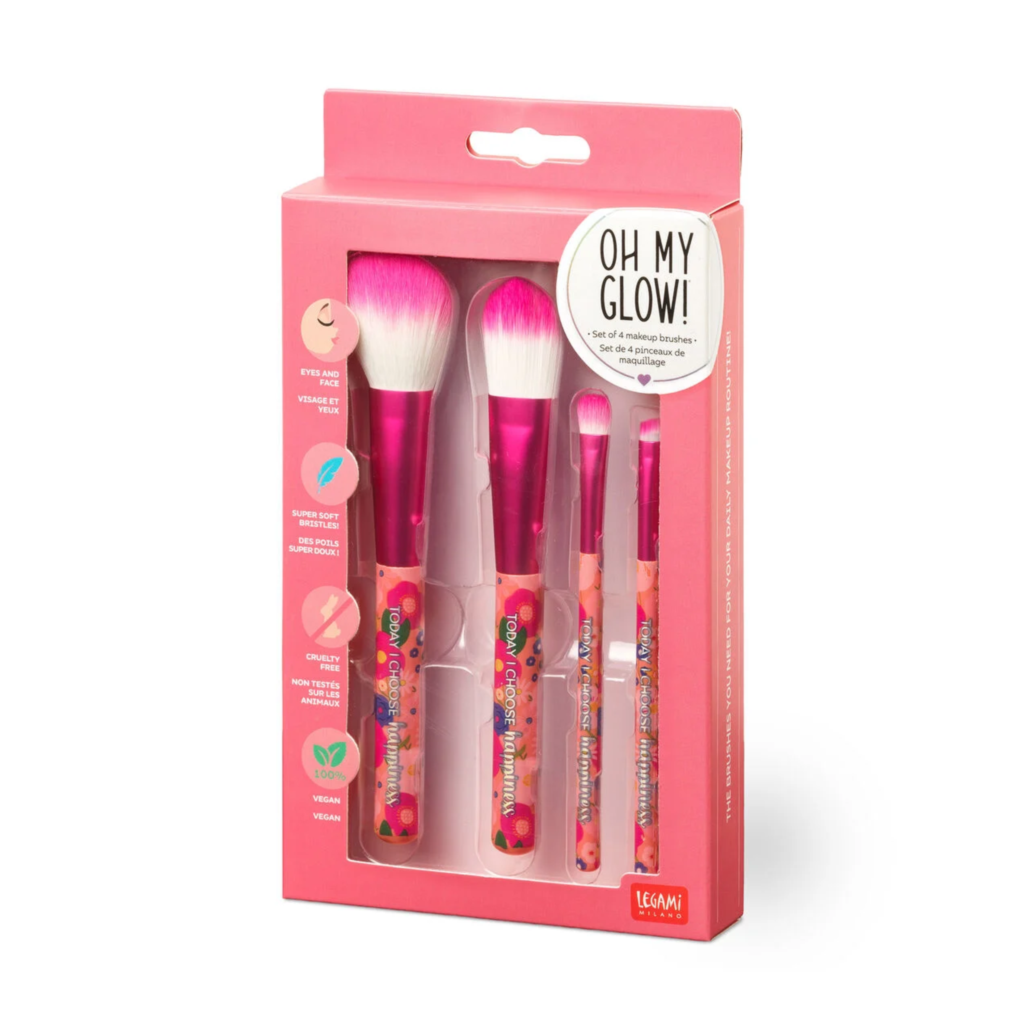 Oh My Glow! -Set di 4 Pennelli per il Trucco