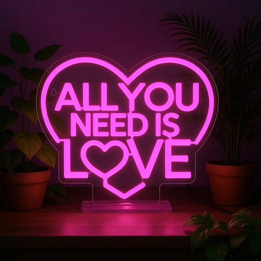 Lampada Led Effetto Neon - All You Need is Love - It's a Sign