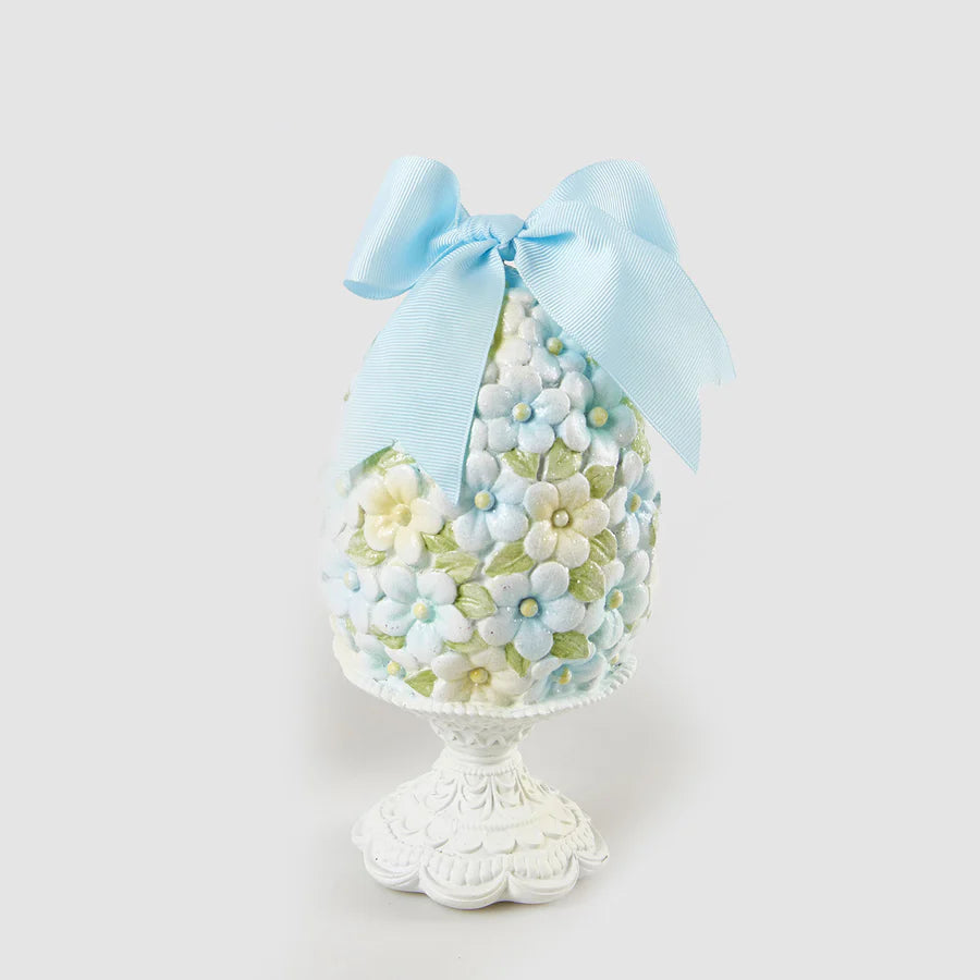 EDG Enzo De Gasperi Decorazione Uovo di Pasqua Fiocco Azzurro 20x10cm Poliresina