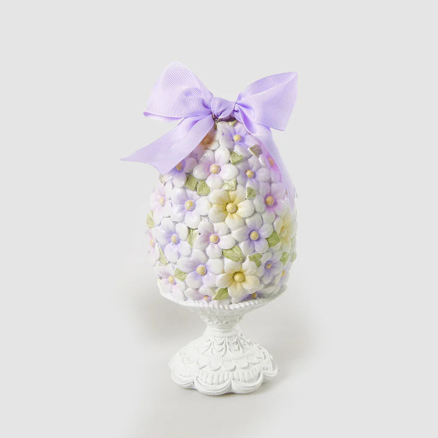 EDG Enzo De Gasperi Decorazione Uovo di Pasqua Fiocco Viola 20x10cm Poliresina