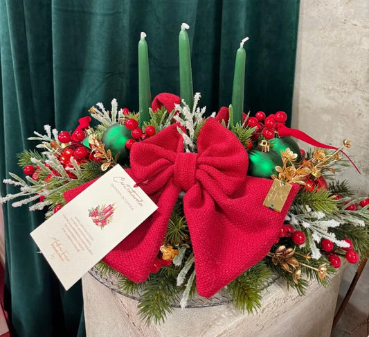 CENTRO TAVOLA ROSSO 55CM