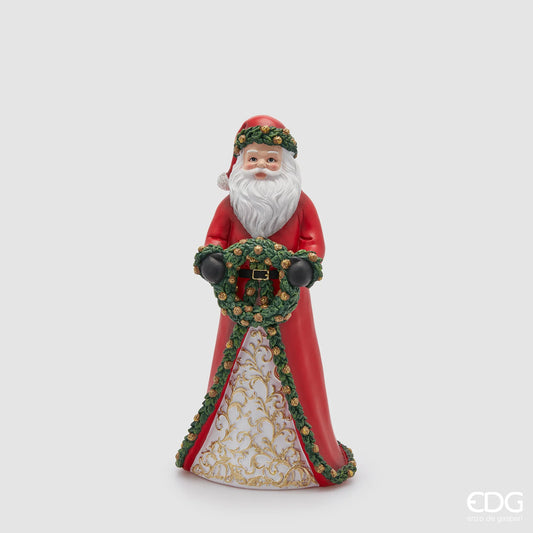 EDG Enzo De Gasperi Decorazione Natalizia Babbo Natale con Corona H39 cm